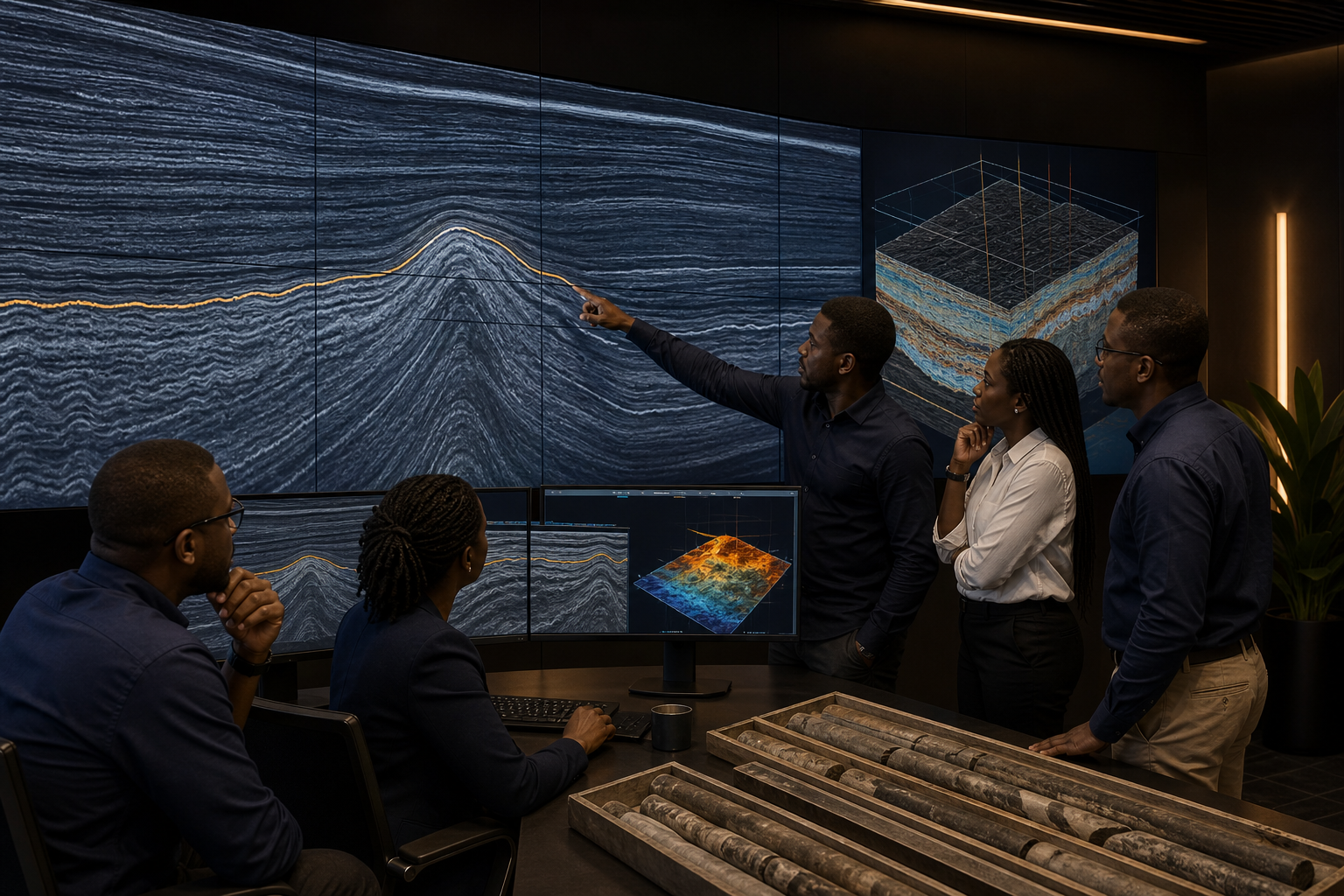 Seismic interpretation on a visualisation wall
