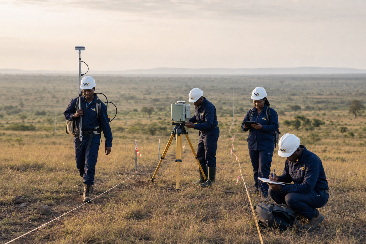 WestCore crew acquiring a gravity and magnetic survey line at first light